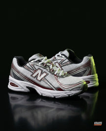 NB 740 Mesh Layered Retro Runner White Burgundy Grey