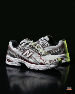 NB 740 Mesh Layered Retro Runner White Burgundy Grey