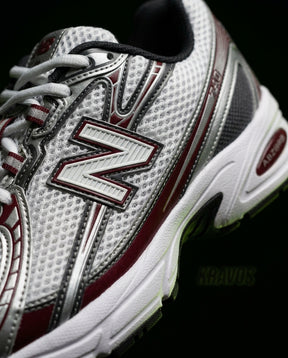 NB 740 Mesh Layered Retro Runner White Burgundy Grey