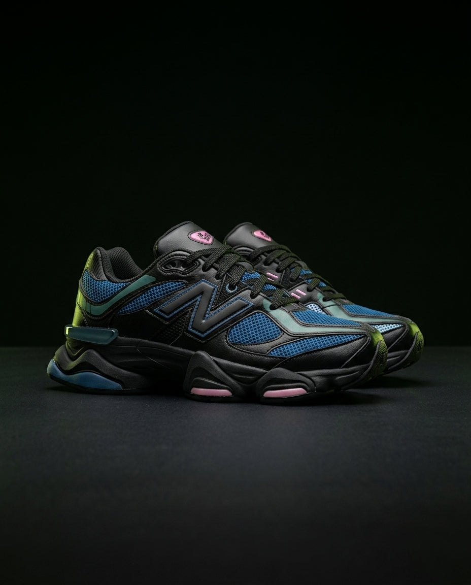 NB 9060 Suede Layered Chunky Runner Black Black Blue Pink
