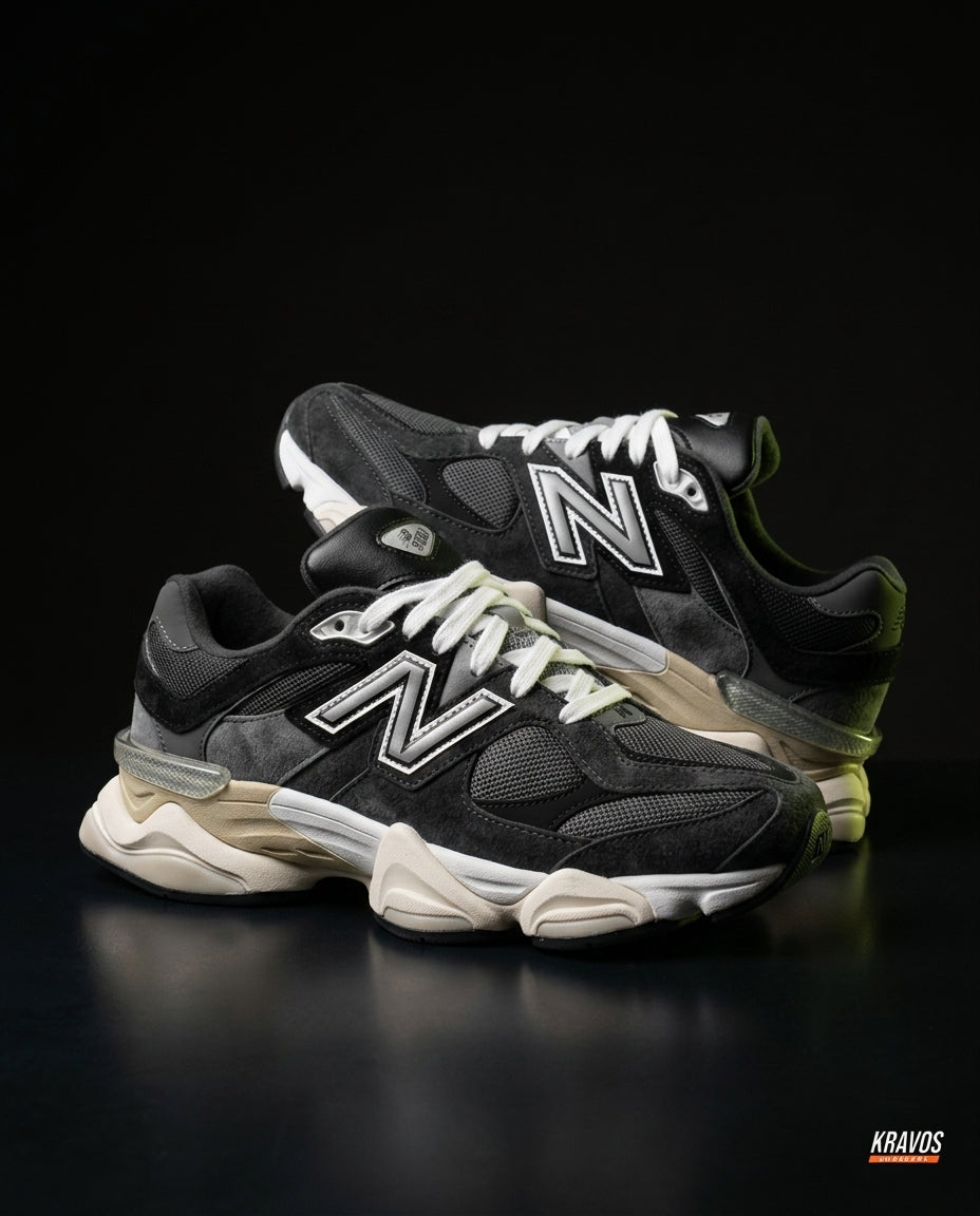 NB 9060 Suede Layered Chunky Runner Black Black Grey Cream