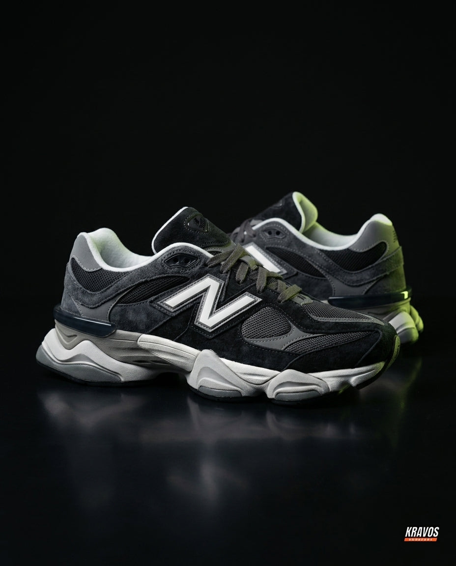 NB 9060 Suede Layered Chunky Runner Black Black Grey White