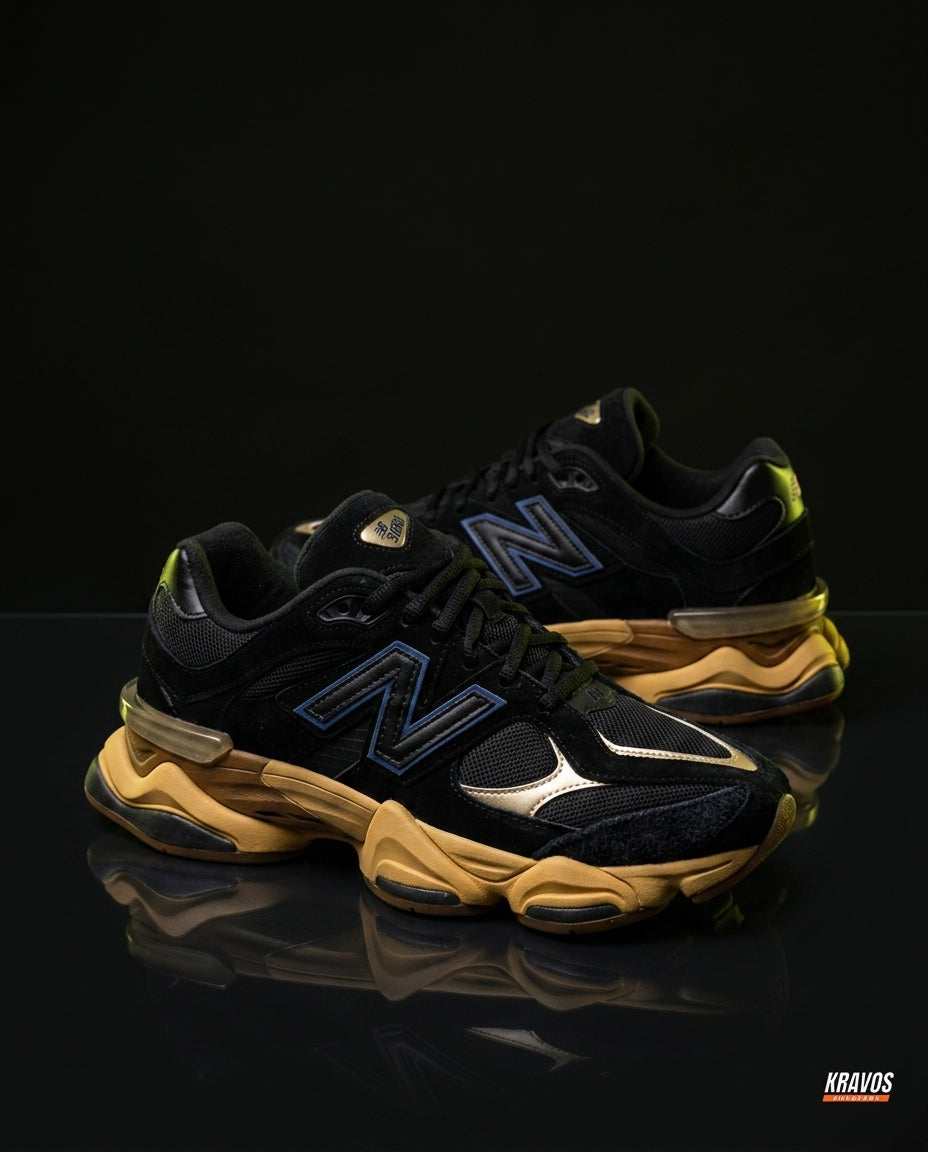 NB 9060 Suede Layered Chunky Runner Black Black Gum