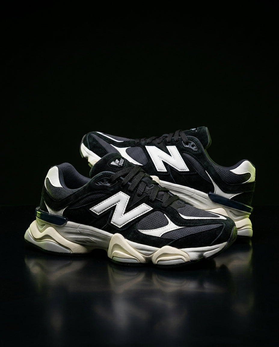 NB 9060 Suede Layered Chunky Runner Black Black White Cream