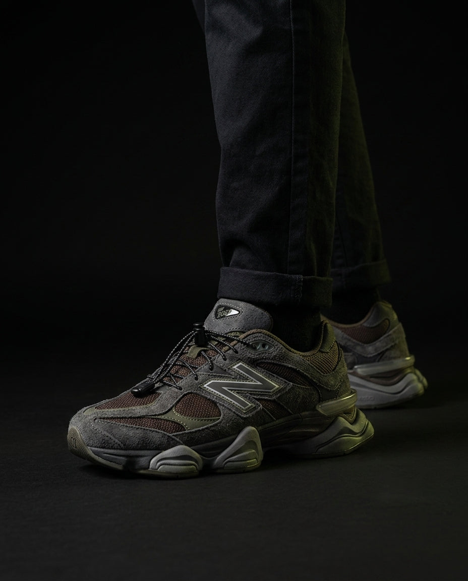 NB 9060 Suede Layered Chunky Runner Grey 1 Brown Grey Black