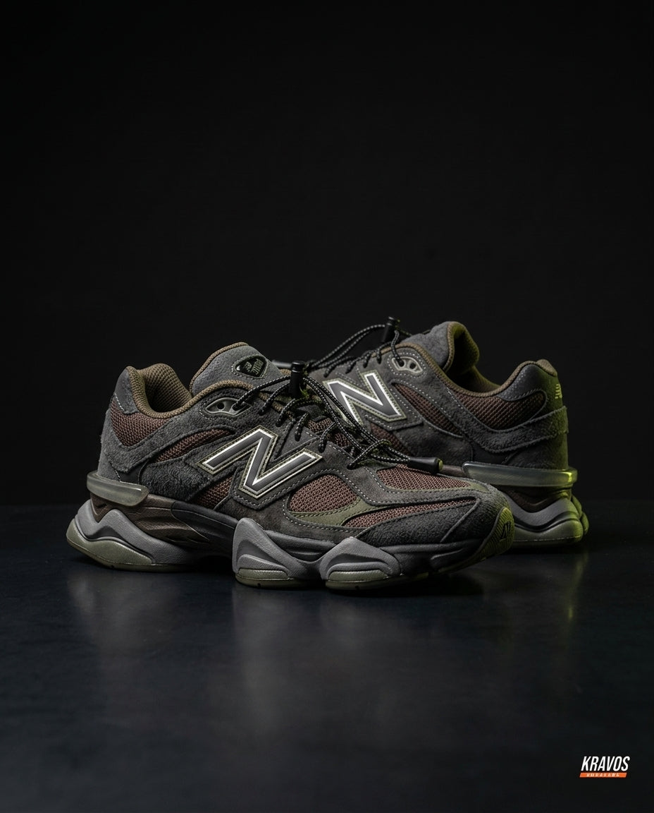 NB 9060 Suede Layered Chunky Runner Grey 1 Brown Grey Black