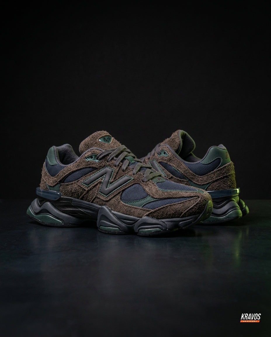 NB 9060 Suede Layered Chunky Runner Mixed 1 Brown Navy Green
