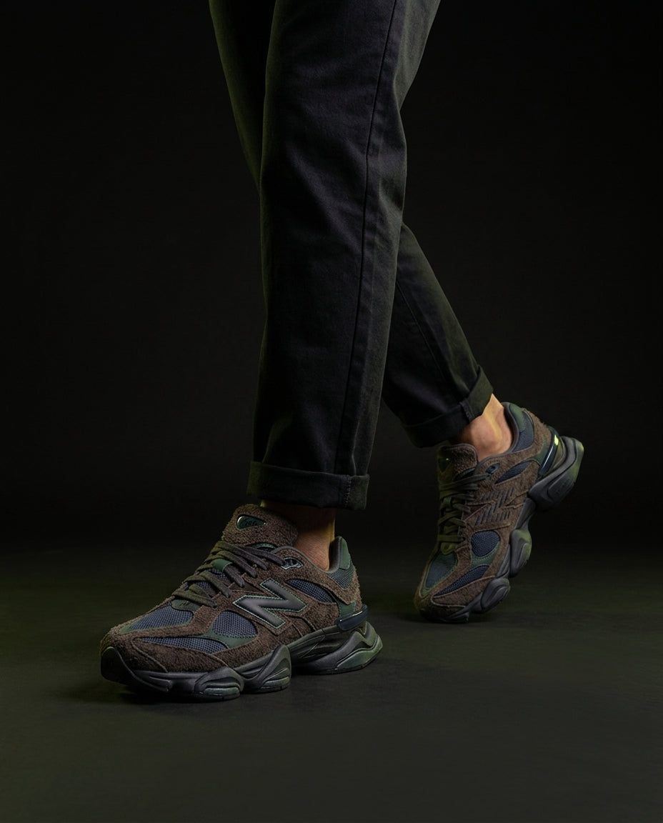 NB 9060 Suede Layered Chunky Runner Mixed 1 Brown Navy Green