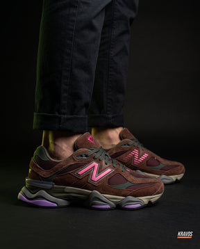 NB 9060 Suede Layered Chunky Runner Brown Brown Pink Purple