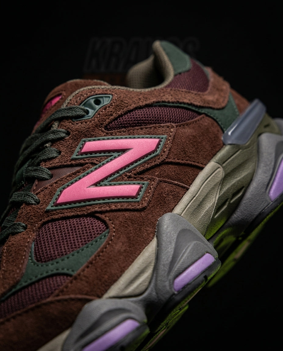 NB 9060 Suede Layered Chunky Runner Brown Brown Pink Purple