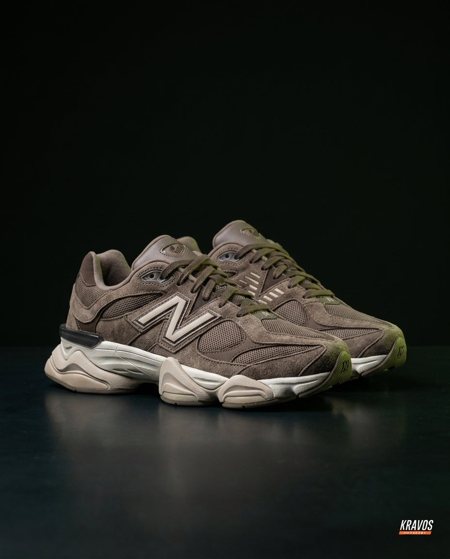 NB 9060 Suede Layered Chunky Runner Brown Brown Taupe