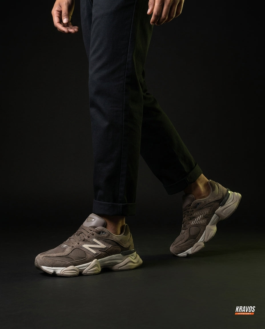 NB 9060 Suede Layered Chunky Runner Brown Brown Taupe