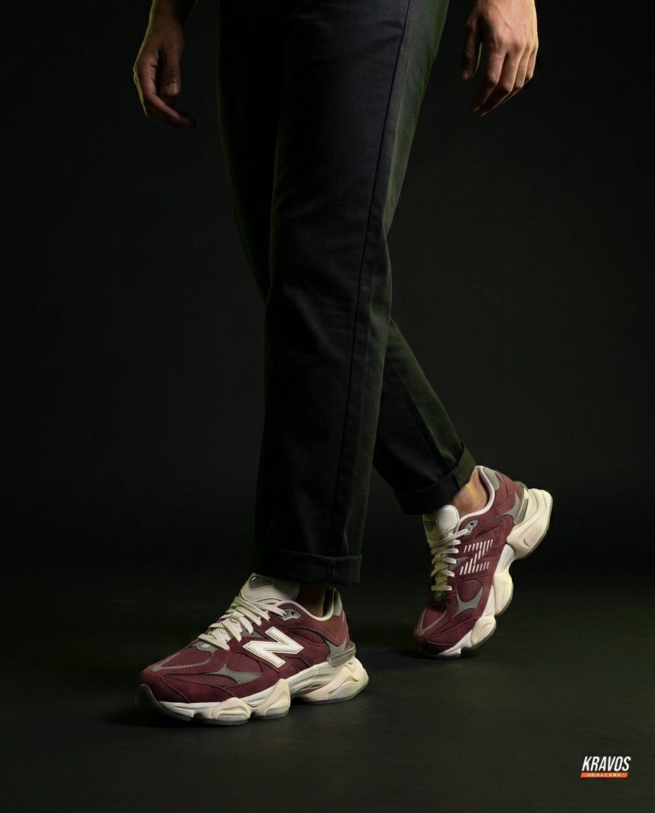 NB 9060 Suede Layered Chunky Runner Mixed 2 Burgundy Cream