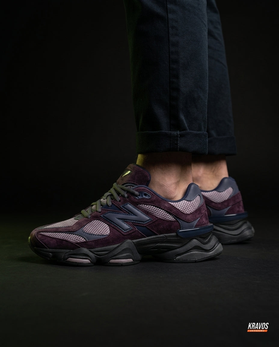 NB 9060 Suede Layered Chunky Runner Mixed 2 Burgundy Navy Grey