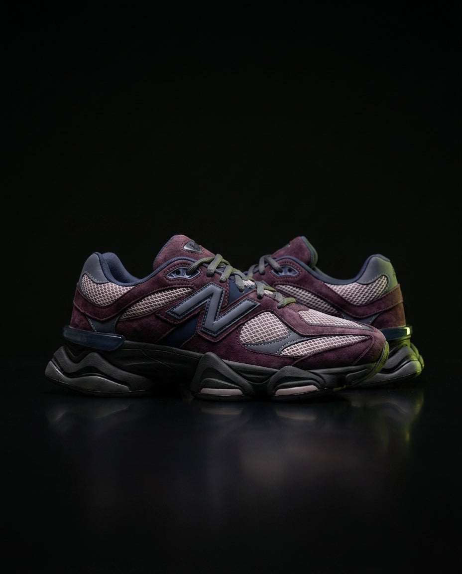 NB 9060 Suede Layered Chunky Runner Mixed 2 Burgundy Navy Grey