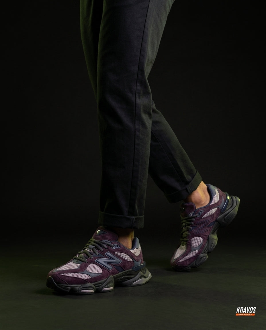 NB 9060 Suede Layered Chunky Runner Mixed 2 Burgundy Navy Grey