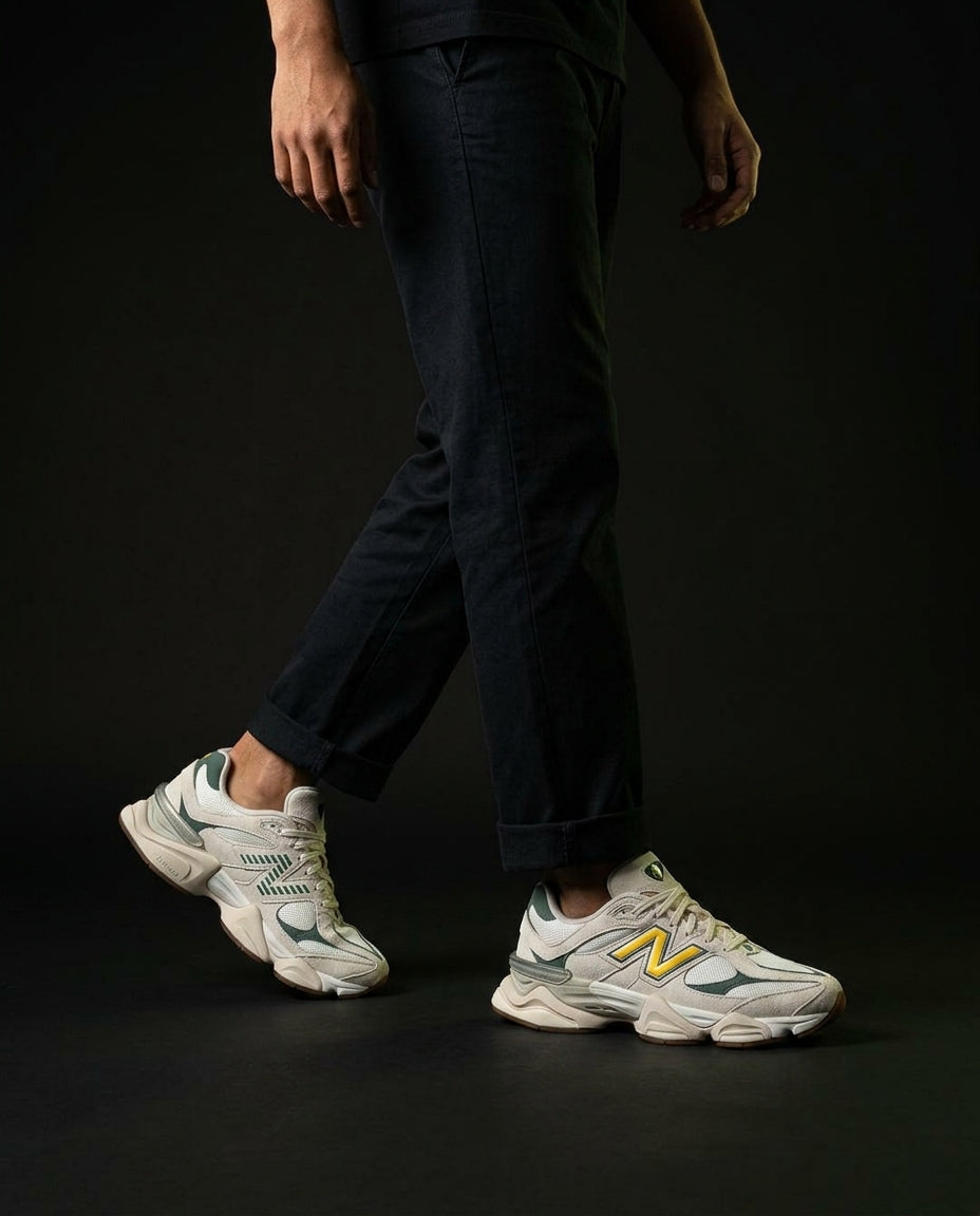 NB 9060 Suede Layered Chunky Runner Cream 2 Cream Green Yellow