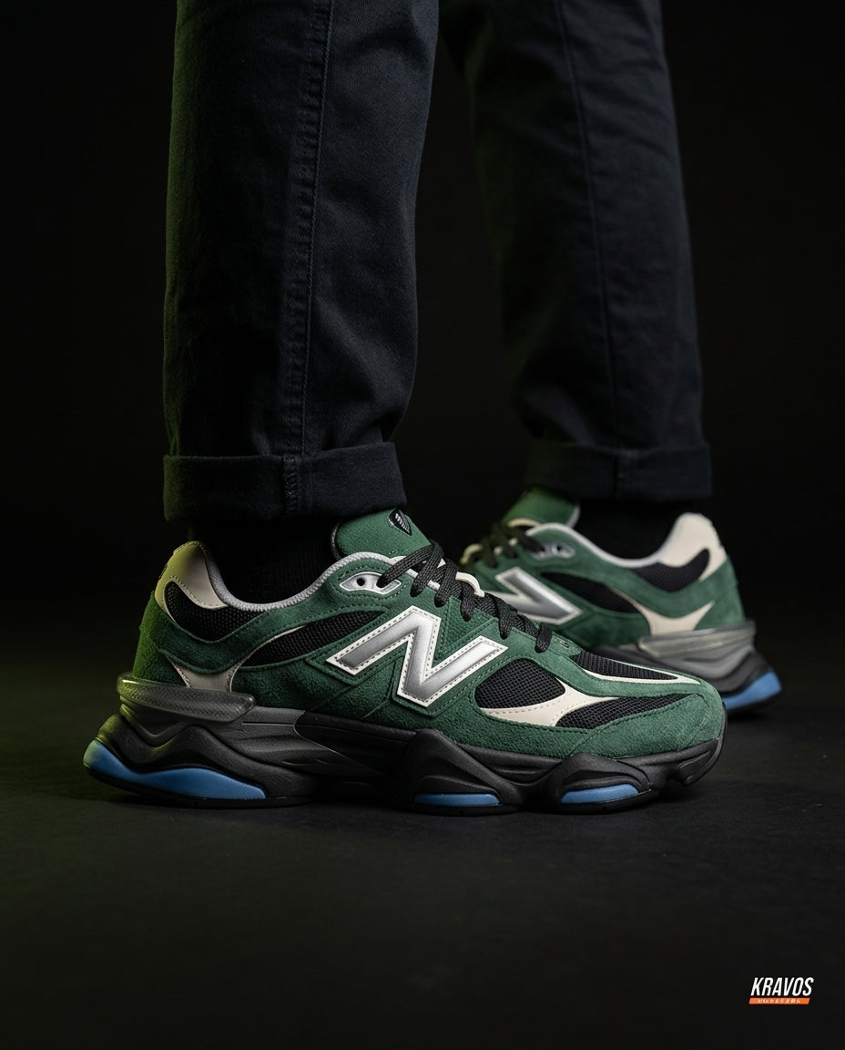 NB 9060 Suede Layered Chunky Runner Green Green Black Cream