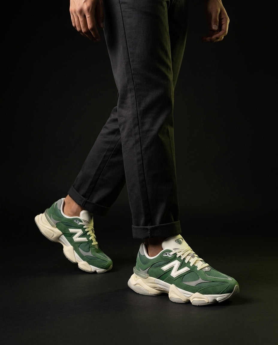 NB 9060 Suede Layered Chunky Runner Green Green Cream