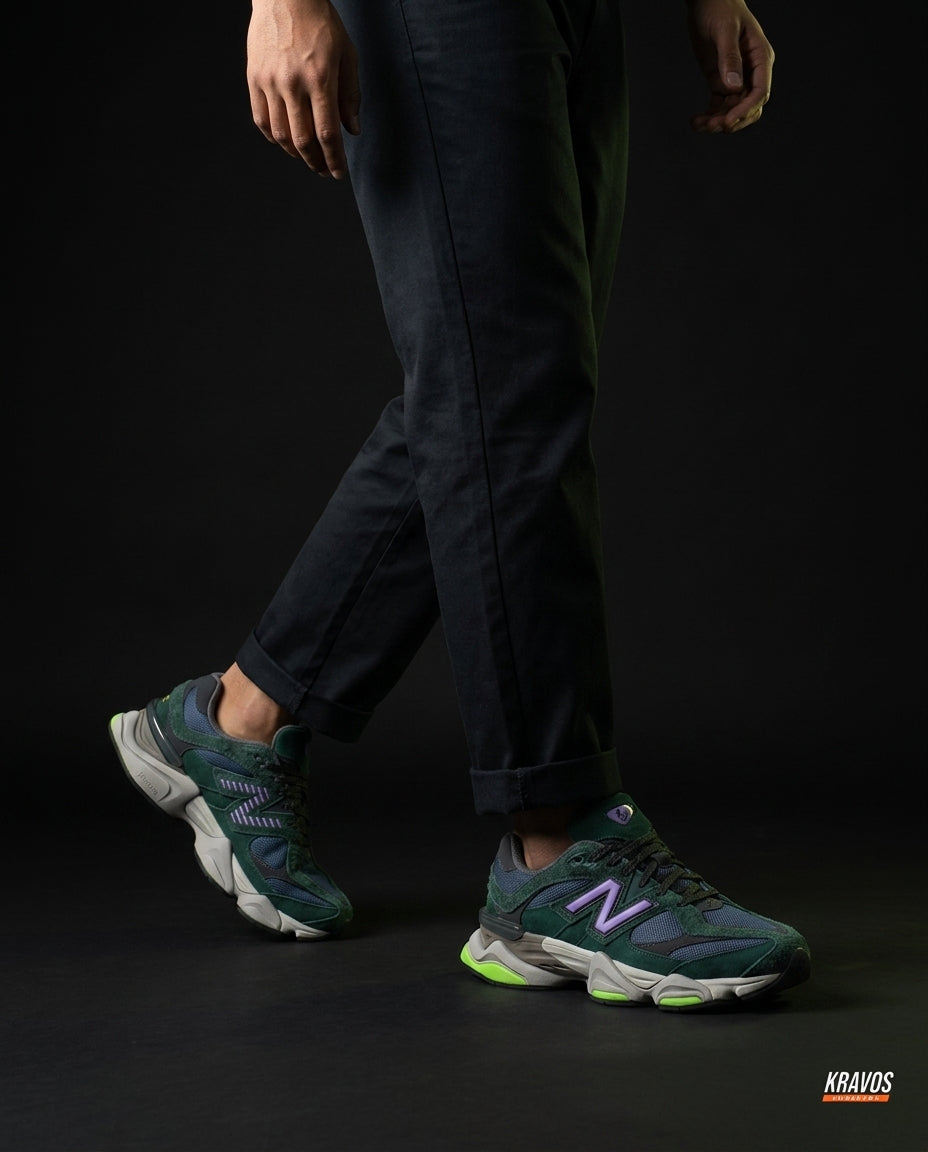 NB 9060 Suede Layered Chunky Runner Mixed 1 Green Navy Lilac