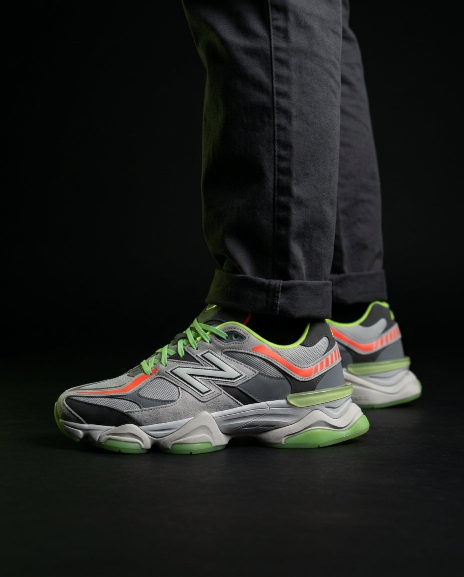 NB 9060 Suede Layered Chunky Runner Grey 1 Grey Green Orange