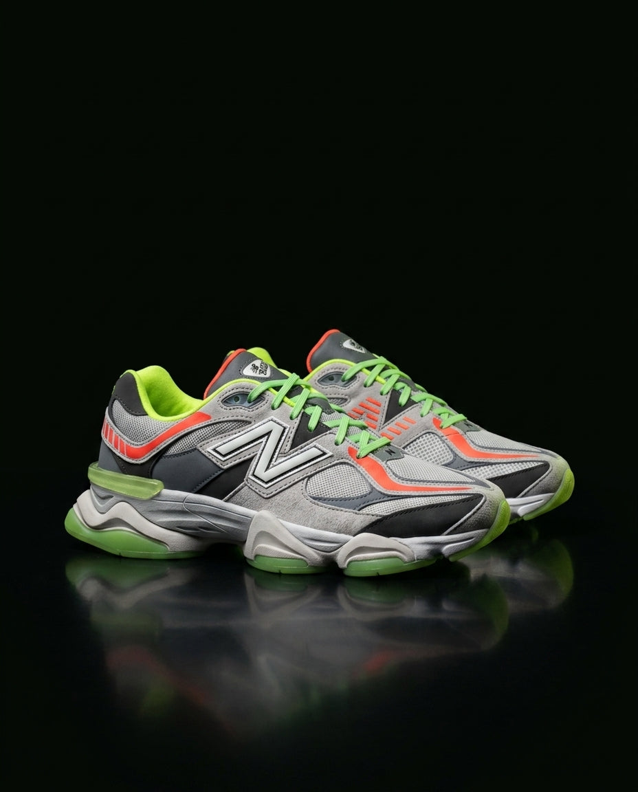 NB 9060 Suede Layered Chunky Runner Grey 1 Grey Green Orange
