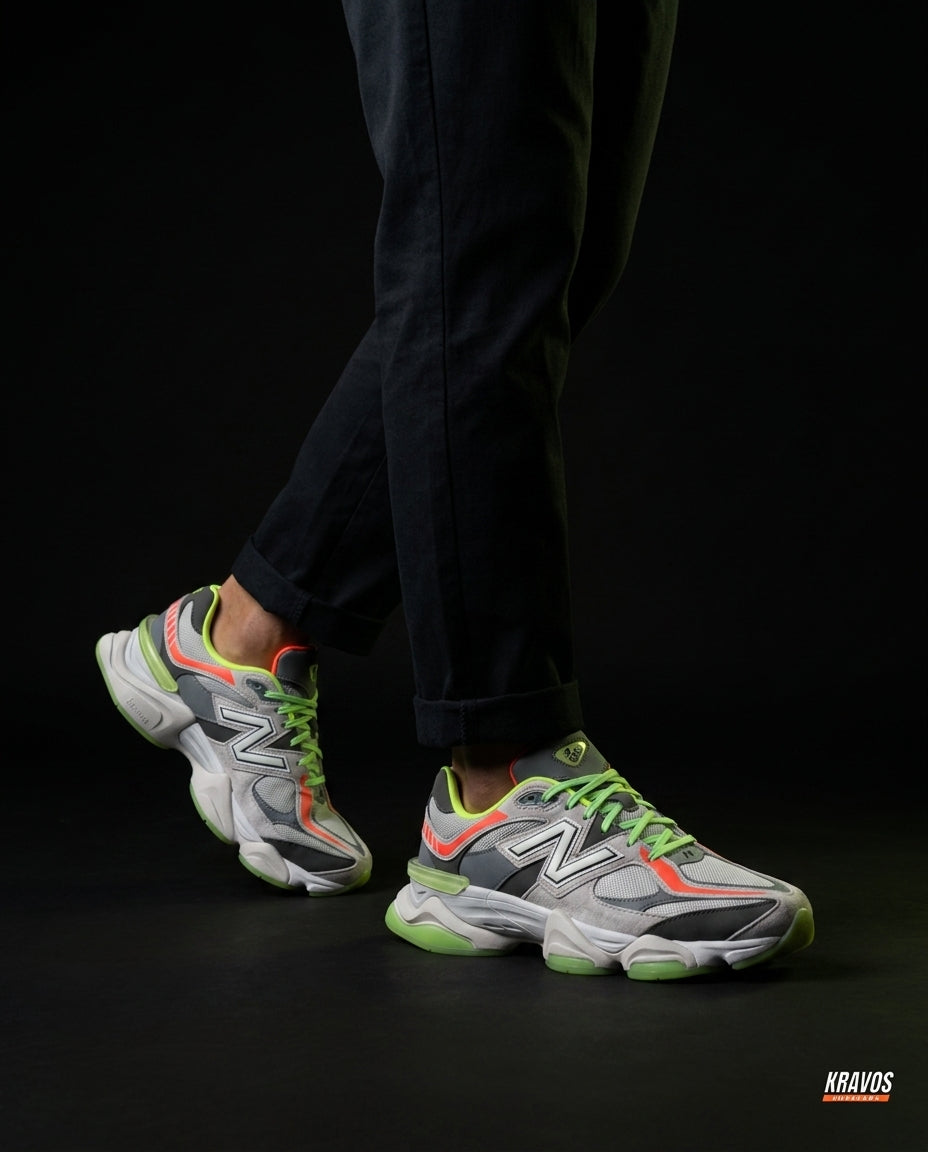 NB 9060 Suede Layered Chunky Runner Grey 1 Grey Green Orange