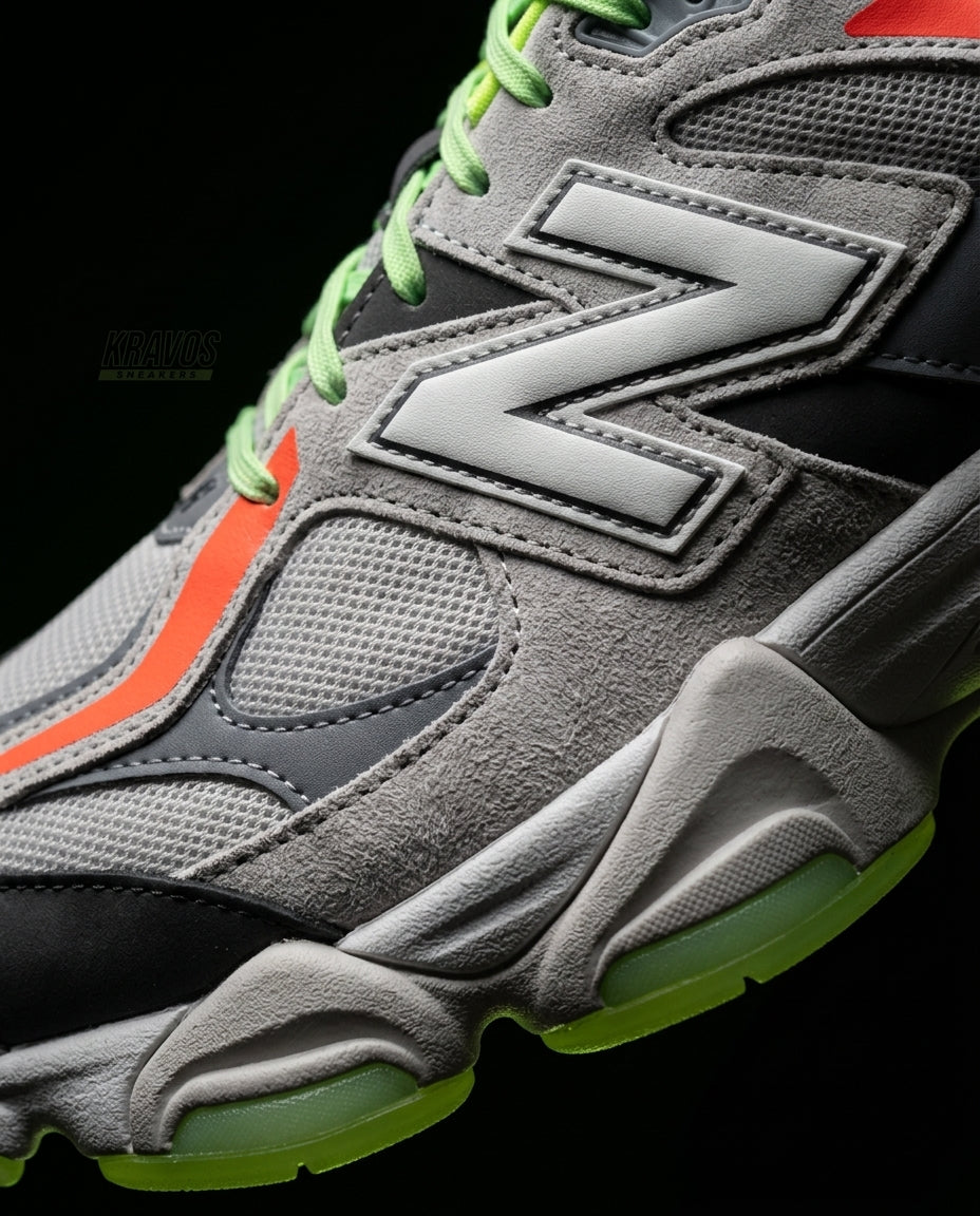 NB 9060 Suede Layered Chunky Runner Grey 1 Grey Green Orange