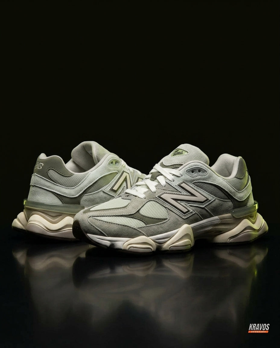 NB 9060 Suede Layered Chunky Runner Grey 2 Grey Olive Cream