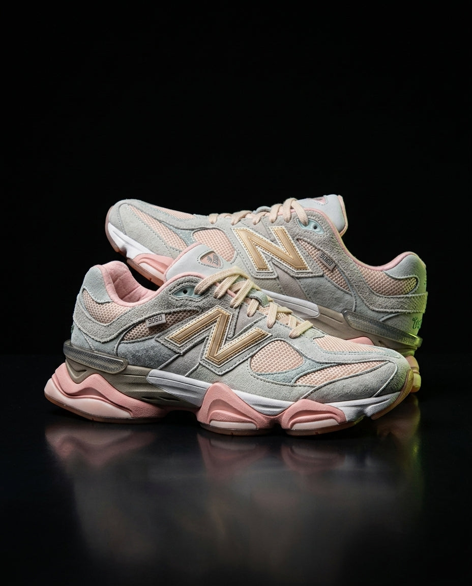 NB 9060 Suede Layered Chunky Runner Grey 1 Grey Pink Cream