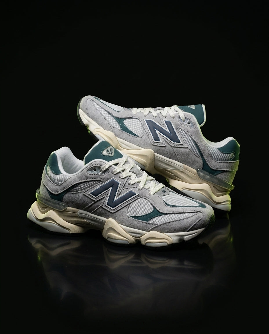 NB 9060 Suede Layered Chunky Runner Grey 1 Grey Teal Navy
