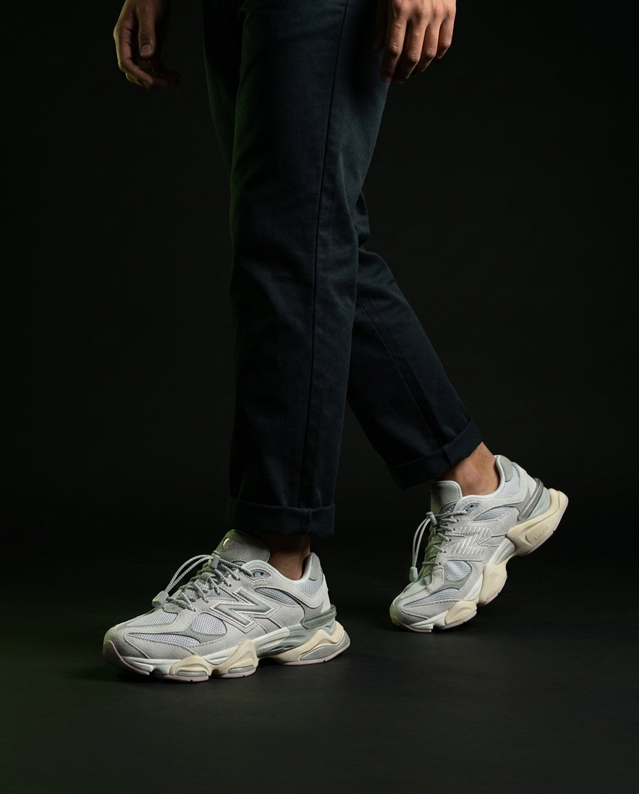 NB 9060 Suede Layered Chunky Runner Grey 1 Grey White Cream