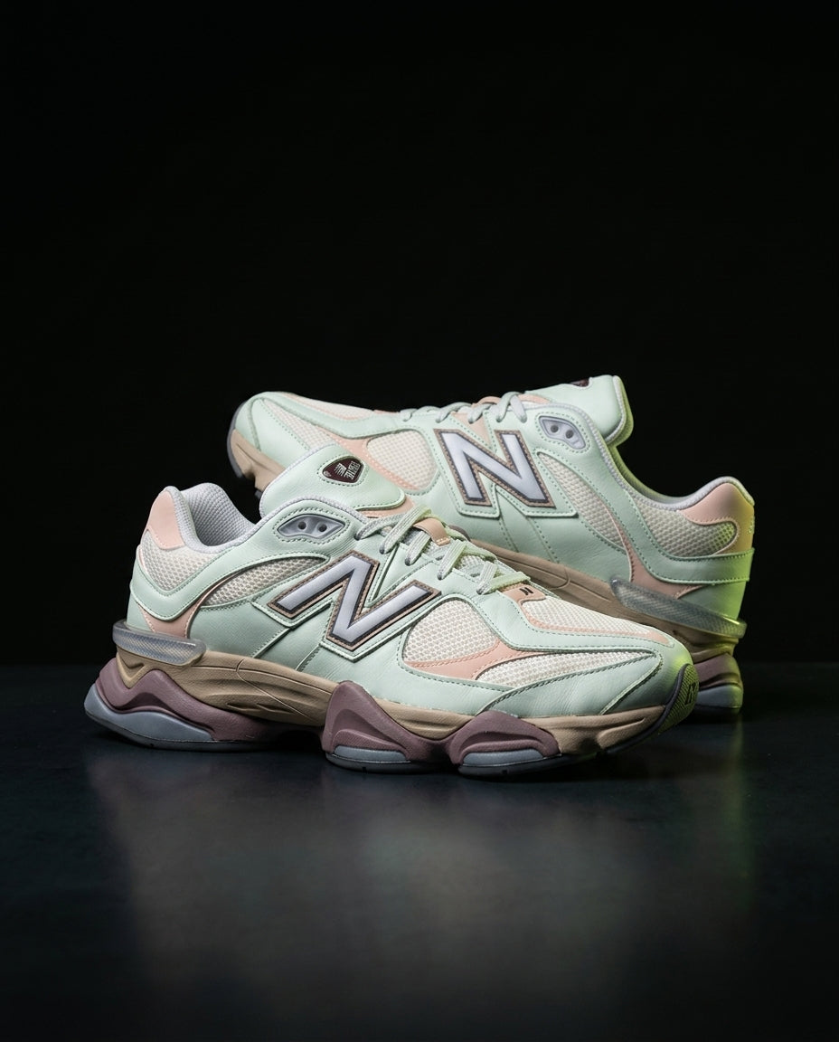 NB 9060 Suede Layered Chunky Runner Green Mint Cream Mauve