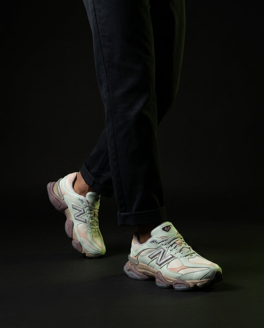 NB 9060 Suede Layered Chunky Runner Green Mint Cream Mauve