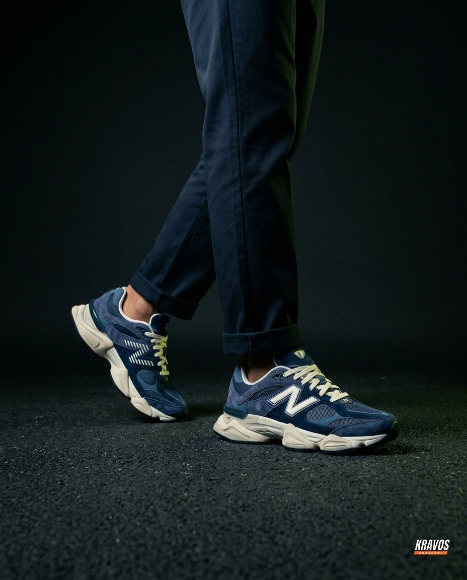 NB 9060 Suede Layered Chunky Runner Blue Navy Blue White