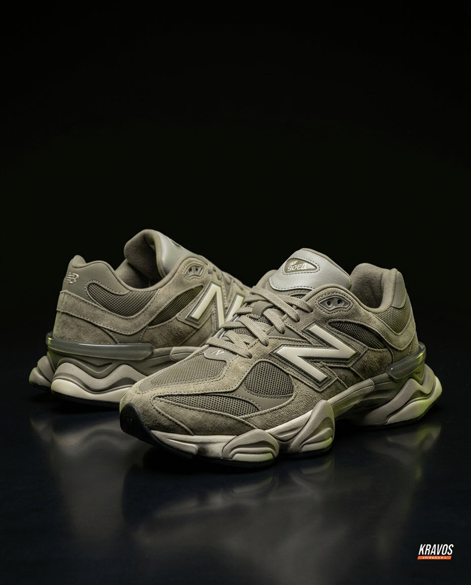 NB 9060 Suede Layered Chunky Runner Green Olive Grey