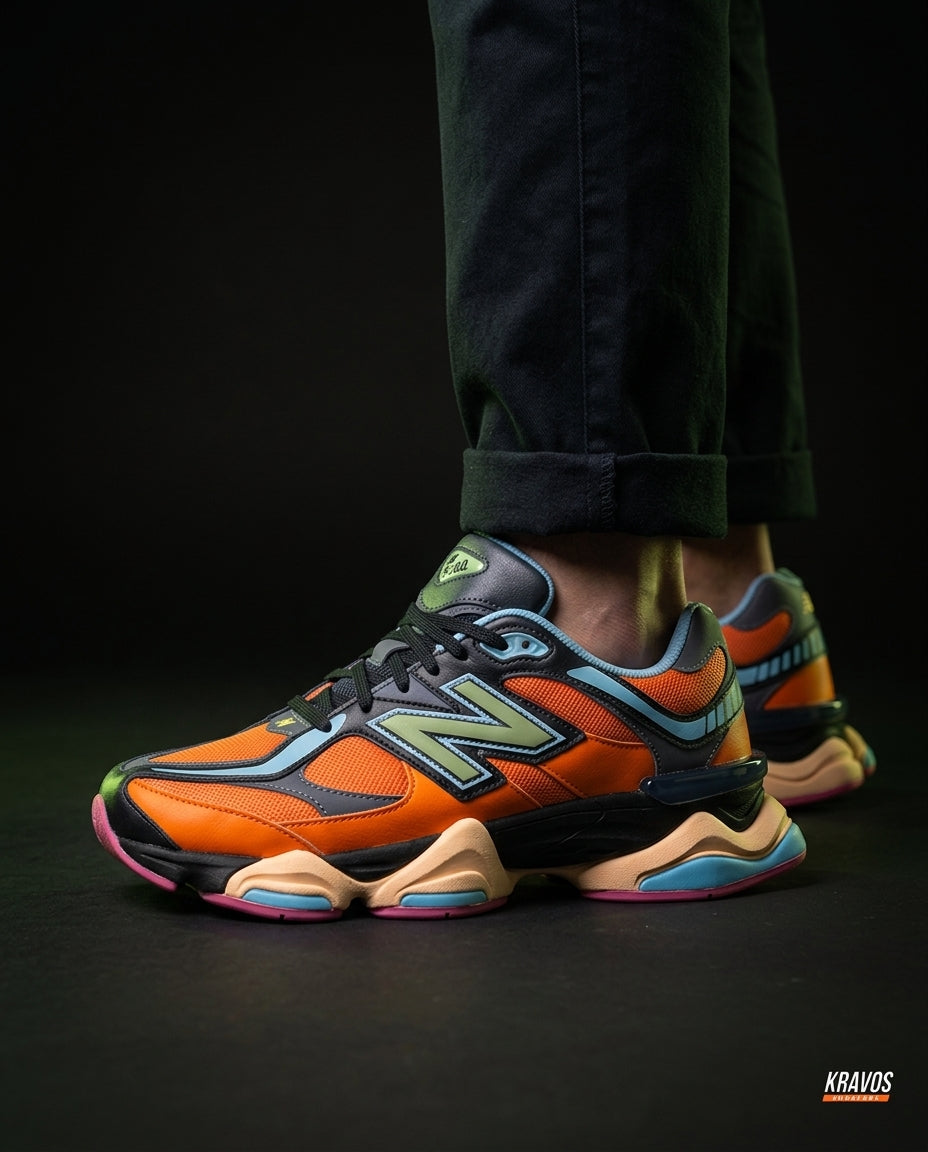 NB 9060 Suede Layered Chunky Runner Mixed 2 Orange Multi