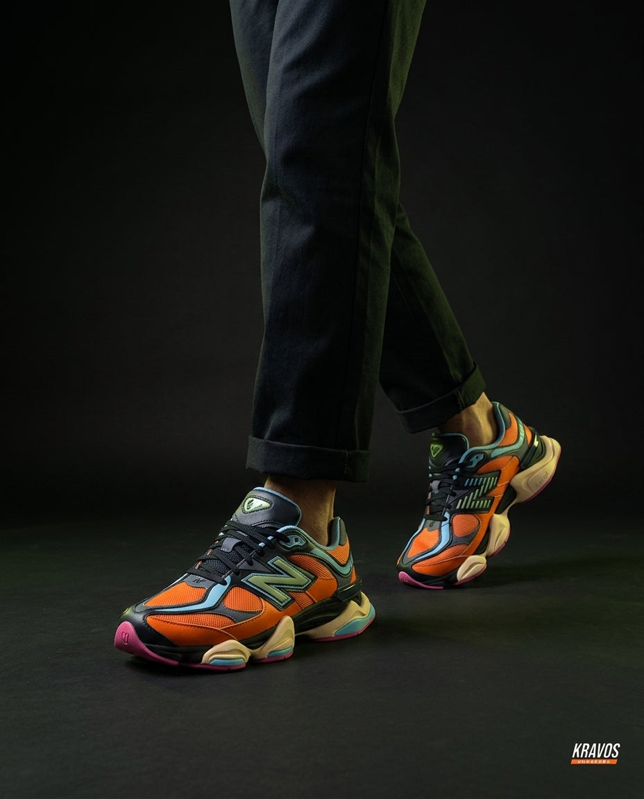 NB 9060 Suede Layered Chunky Runner Mixed 2 Orange Multi