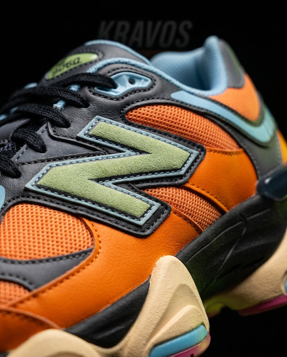 NB 9060 Suede Layered Chunky Runner Mixed 2 Orange Multi