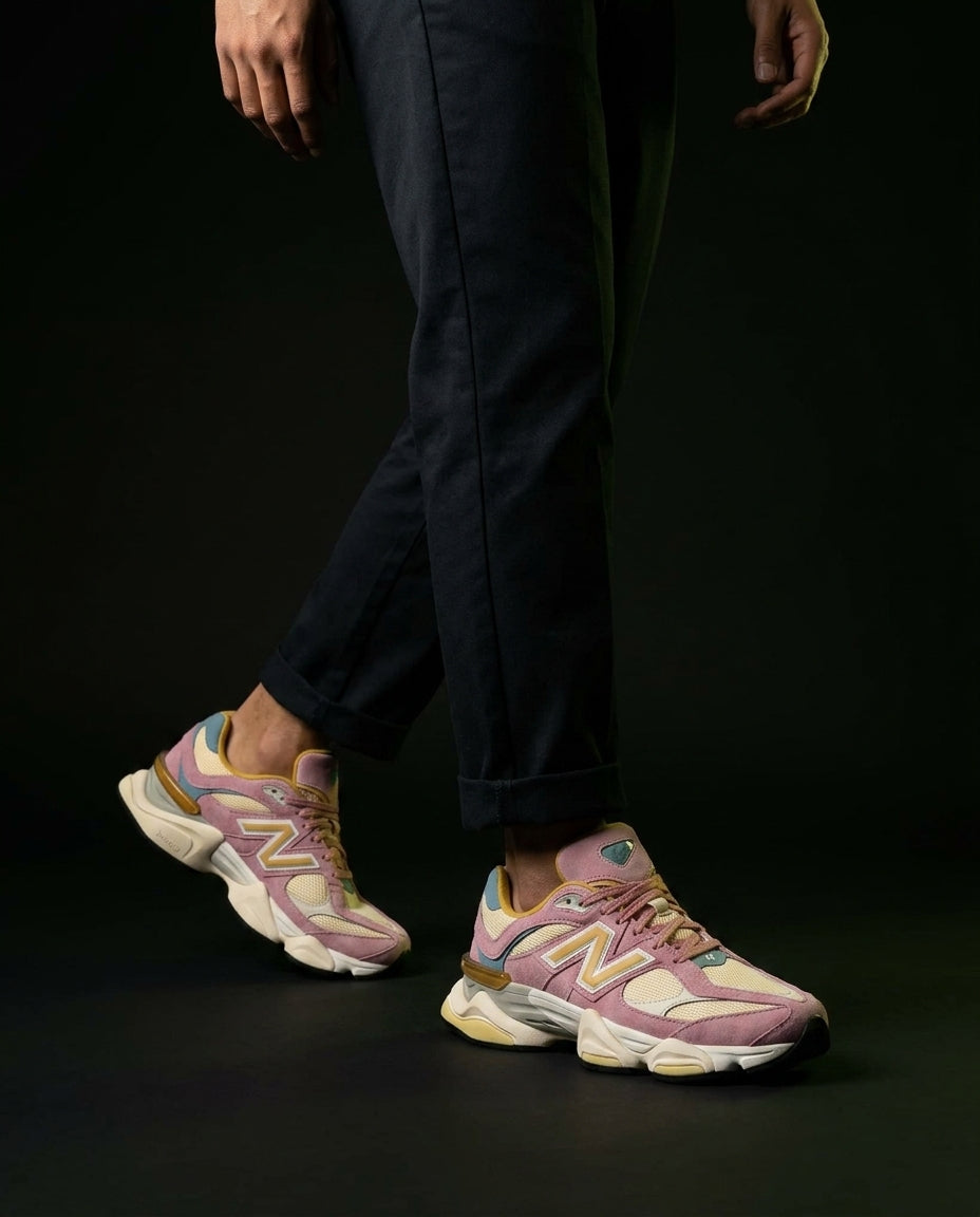 NB 9060 Suede Layered Chunky Runner Mixed 2 Pink Cream Gold