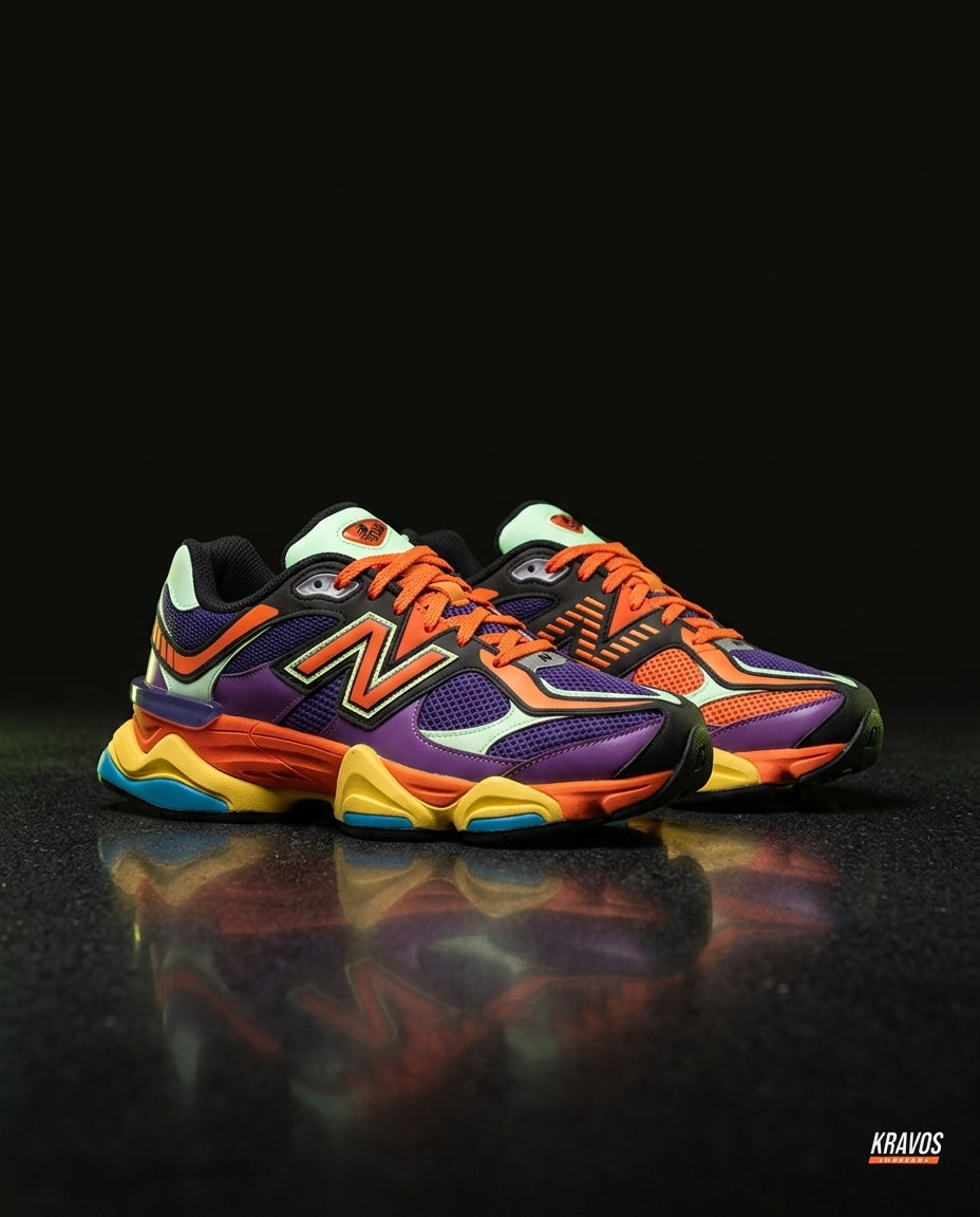 NB 9060 Suede Layered Chunky Runner Mixed 2 Purple Orange Multi