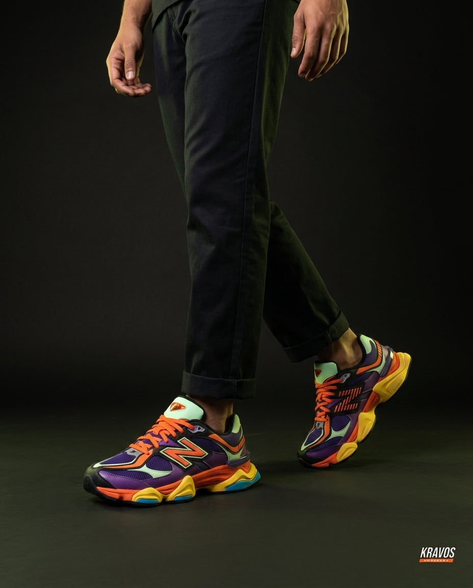 NB 9060 Suede Layered Chunky Runner Mixed 2 Purple Orange Multi