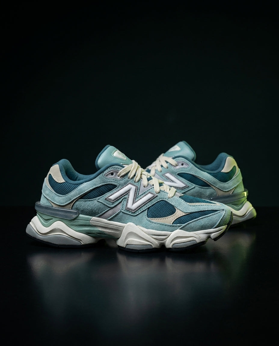 NB 9060 Suede Layered Chunky Runner Blue Teal Mint Cream