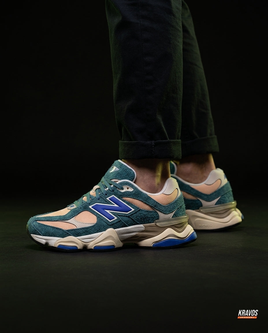 NB 9060 Suede Layered Chunky Runner Mixed 1 Teal Peach Blue