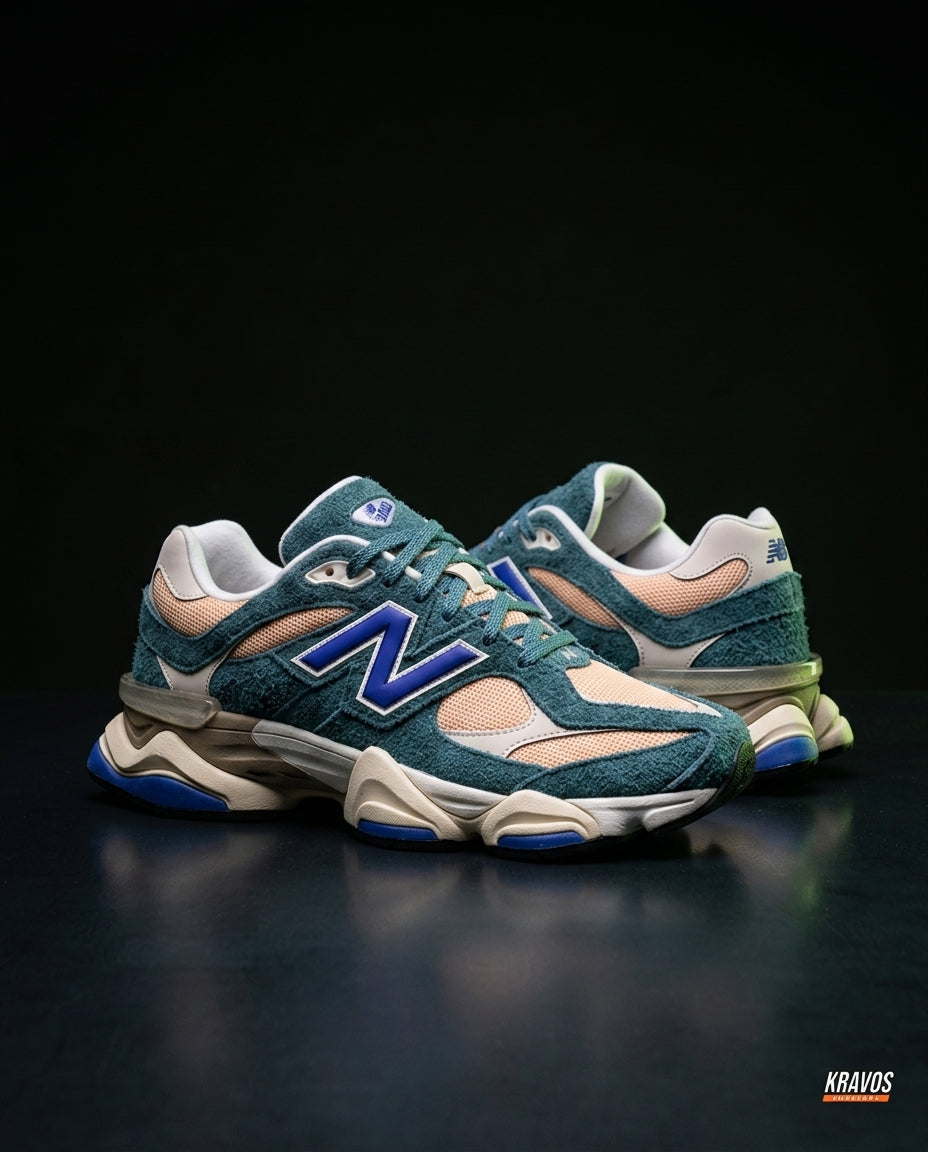 NB 9060 Suede Layered Chunky Runner Mixed 1 Teal Peach Blue