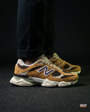 NB 9060 Suede Layered Chunky Runner Brown Wheat Brown Purple