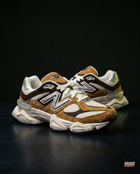 NB 9060 Suede Layered Chunky Runner Brown Wheat Brown White