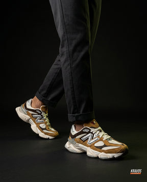NB 9060 Suede Layered Chunky Runner Brown Wheat Brown White