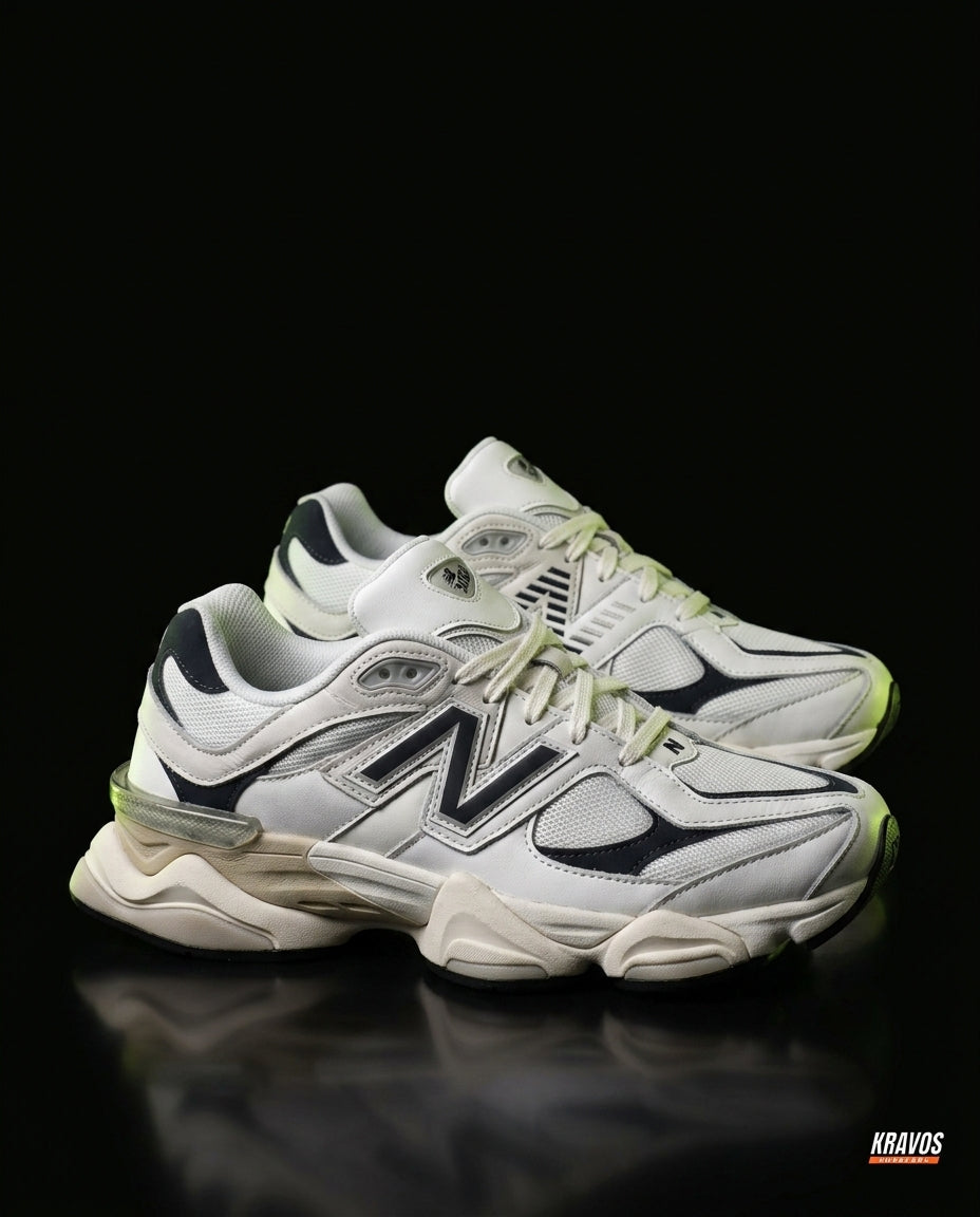 NB 9060 Suede Layered Chunky Runner White White Black Grey