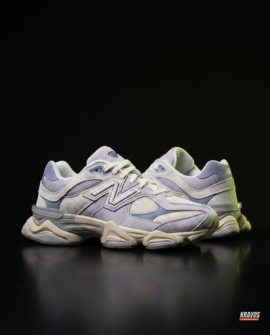 NB 9060 Suede Layered Chunky Runner White White Lilac Grey